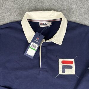 Fila Filmore Rugby Polo Long Sleeve Shirt L Blue/Green 90s Y2K Retro Rare New